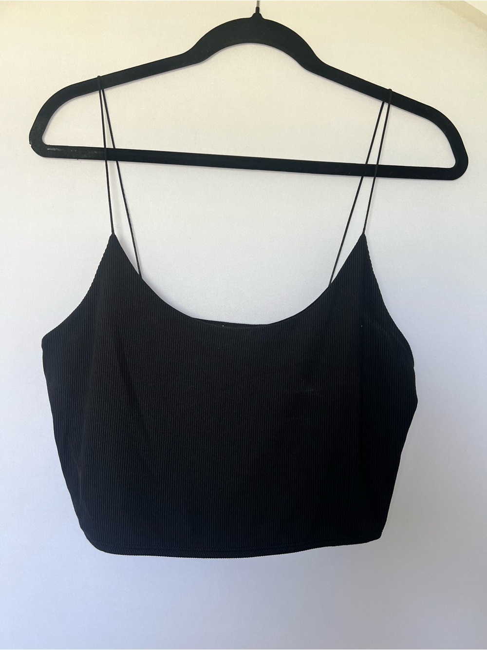 Zara Black Ribbed Spaghetti Strap Crop Camisole